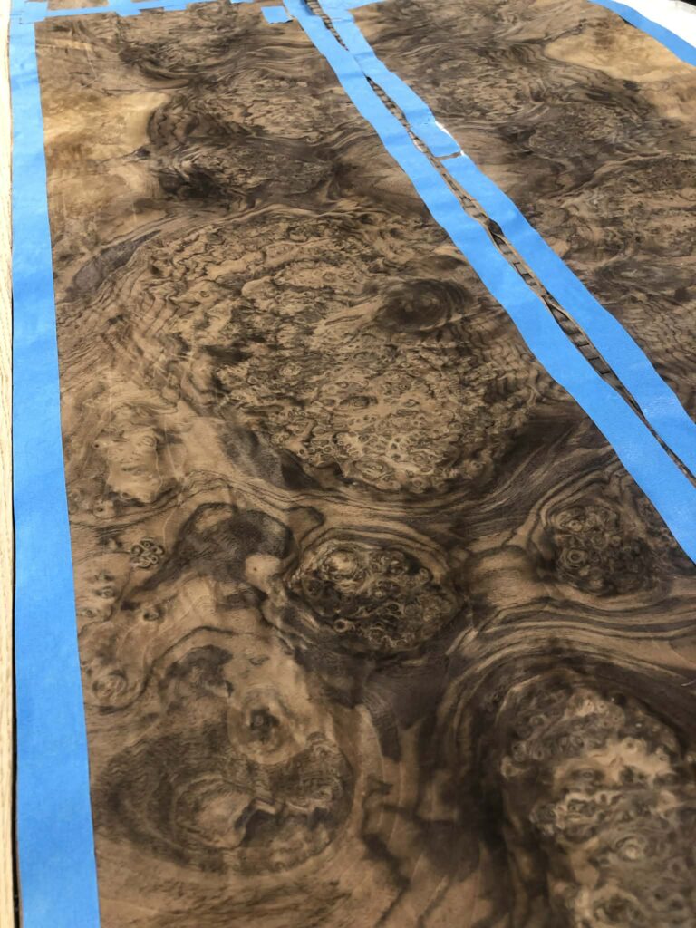 Veneer sheets prepared for gluing