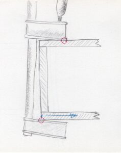Sketch showing parallel-jaw clamps causing racking during case construction glue-up