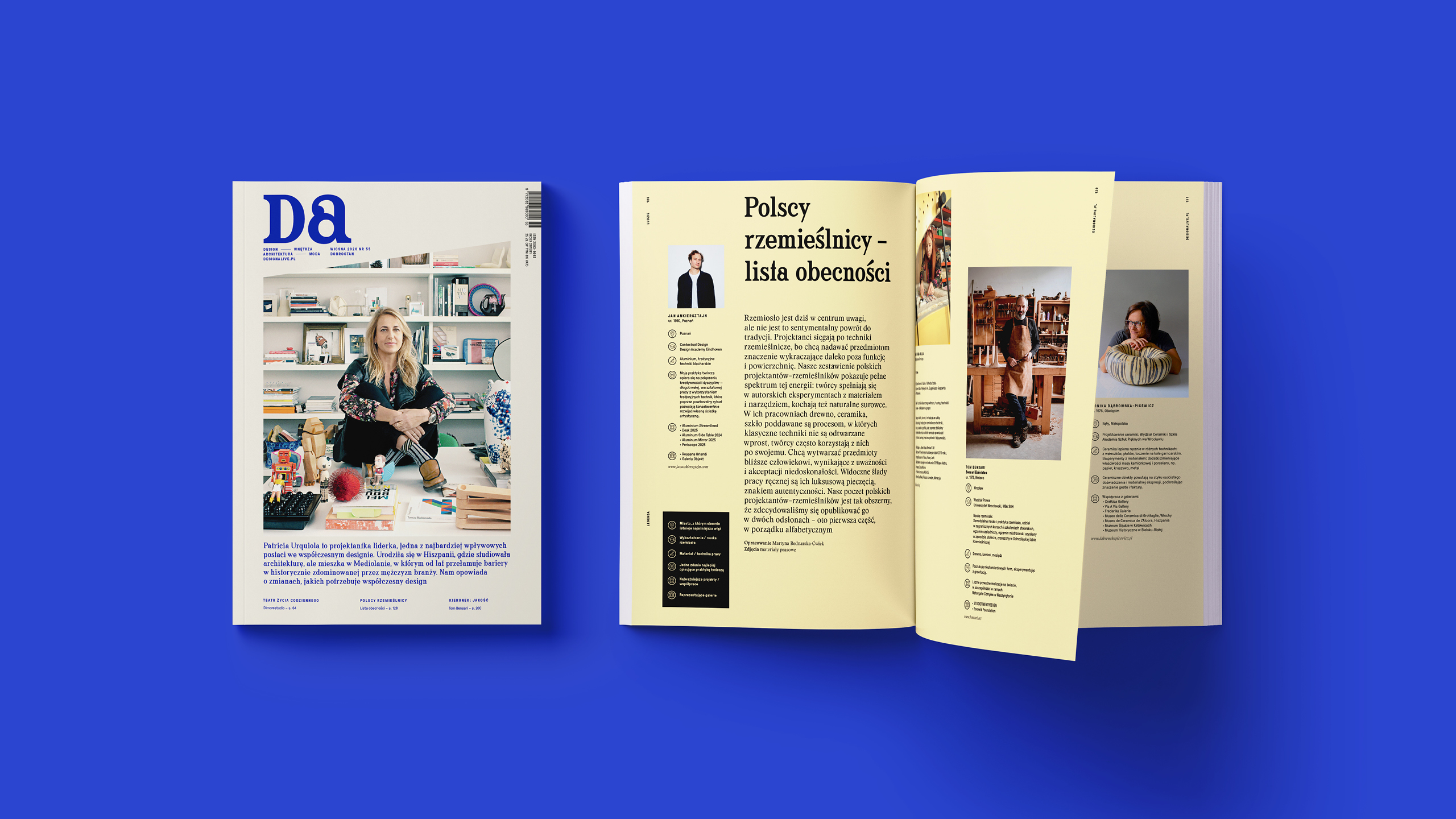 Magazyn Design Alive numer 55 z felietonem Toma Bensari „Kierunek: jakość” oraz zestawieniem polskich rzemieślników