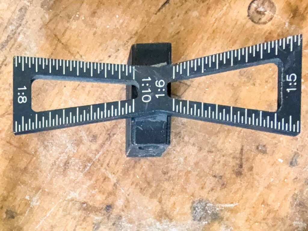 uniwersalny wzornik do jaskółczych ogonów z wieloma proporcjami 1 do 5 1 do 6 1 do 8 1 do 10 Bensari Workshop